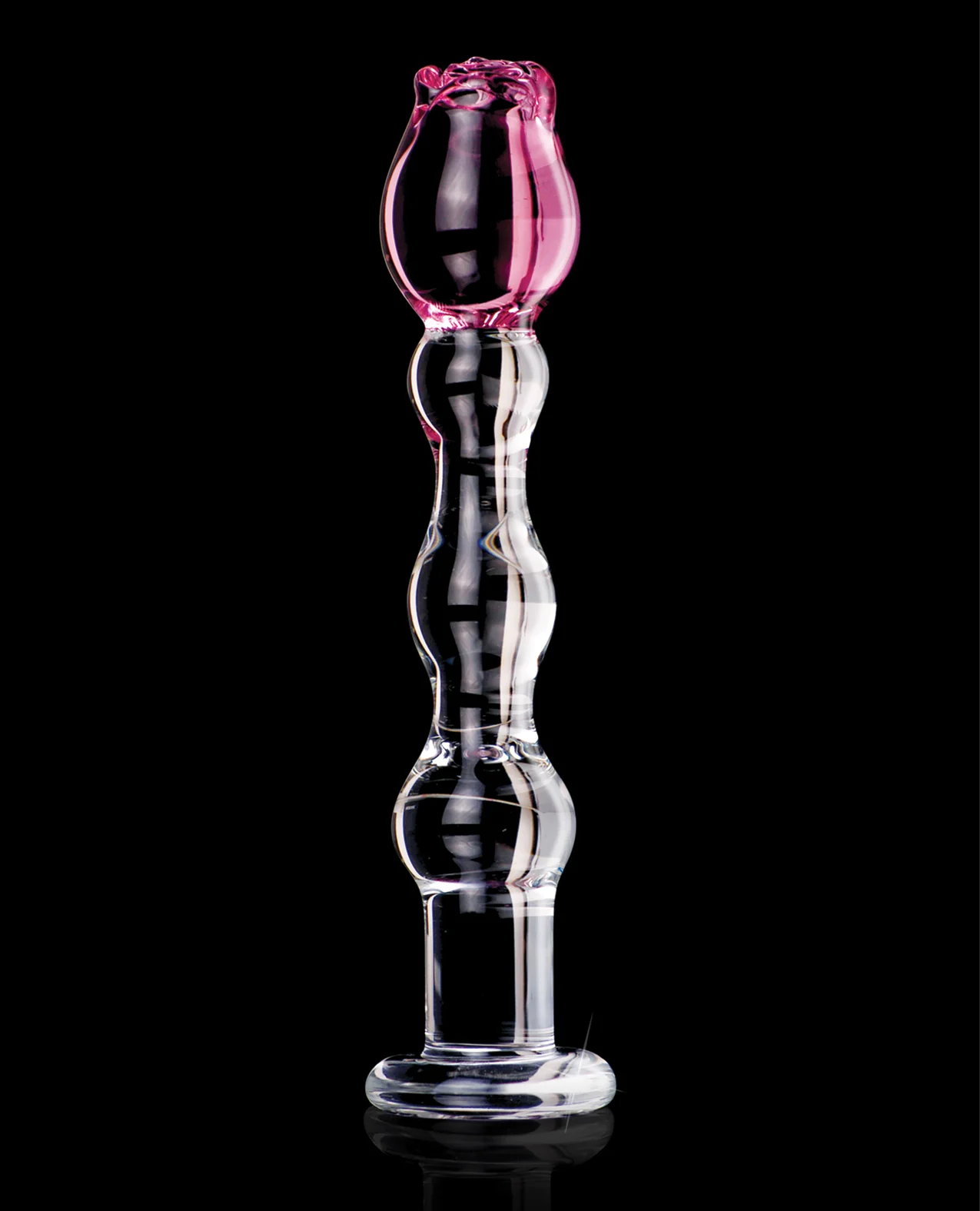 Icicles No. 12 Hand Blown Glass Massager - Clear w/Rose Tip - Image 4