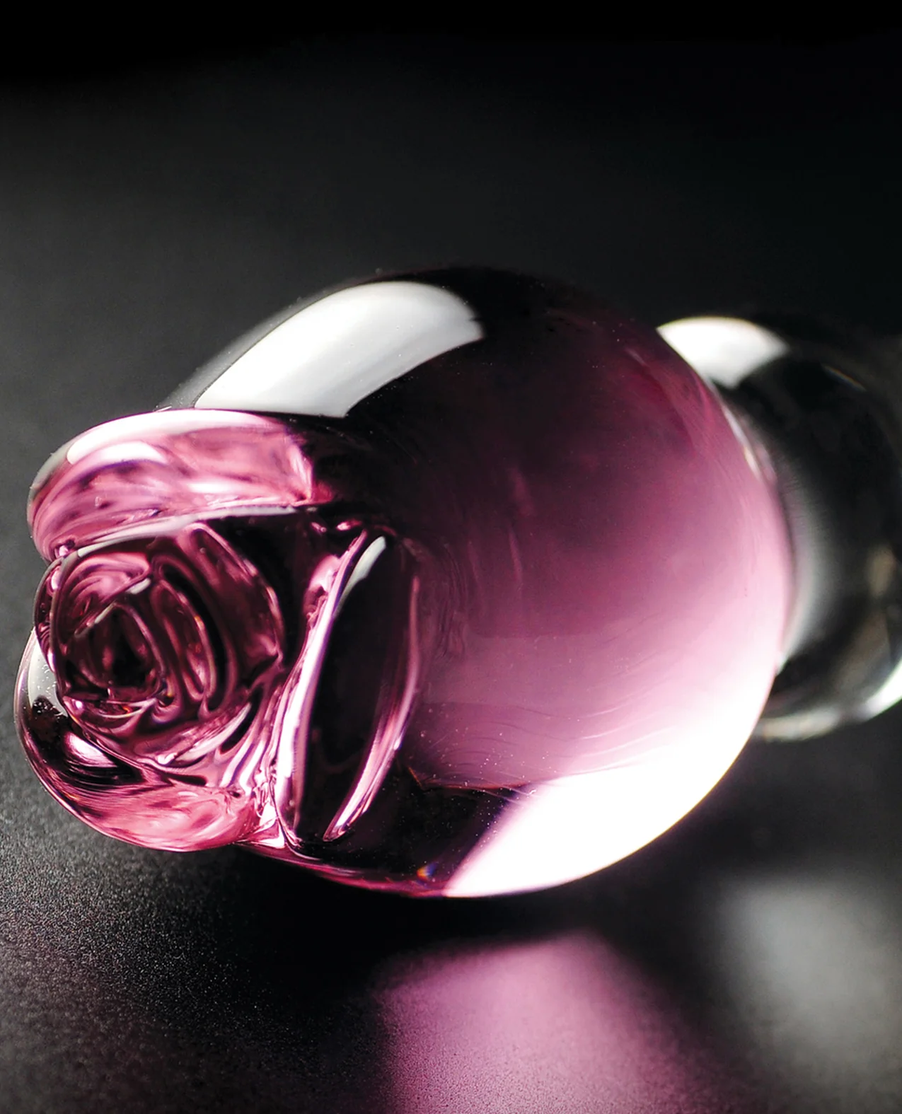 Icicles No. 12 Hand Blown Glass Massager - Clear w/Rose Tip - Image 5