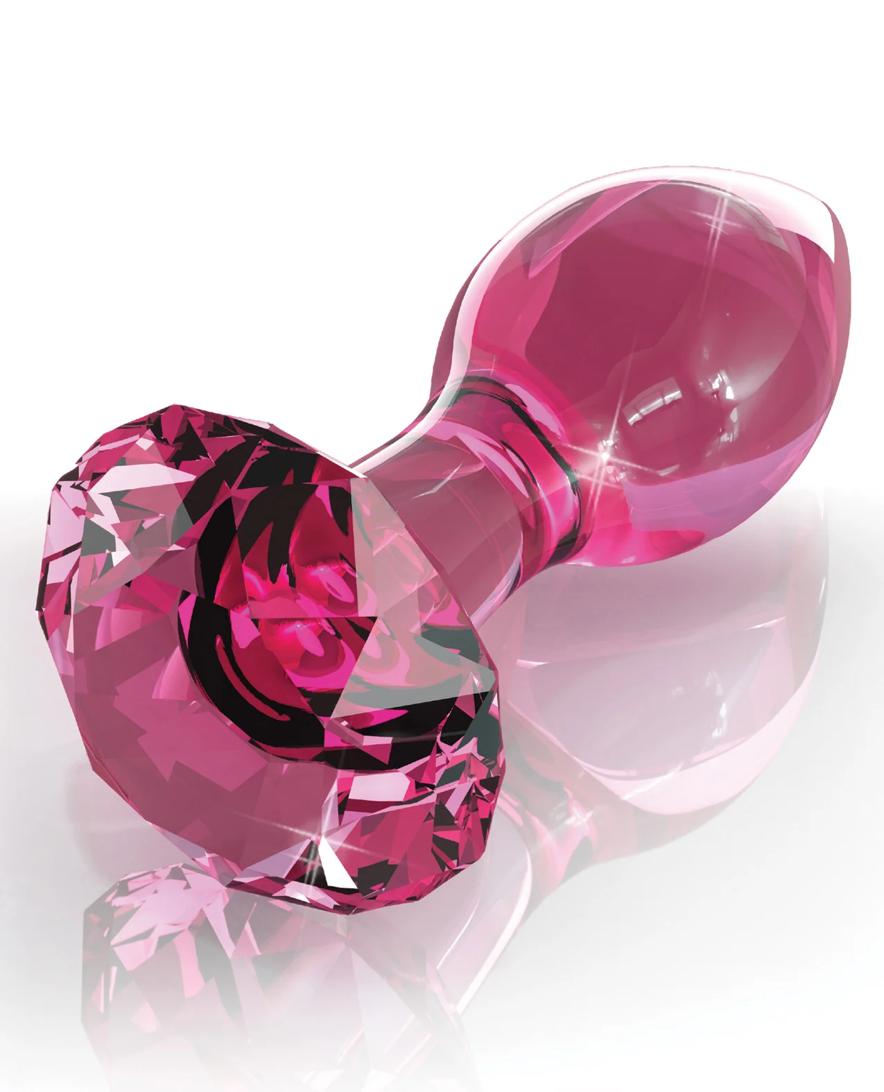 Icicles No. 79 Hand Blown Glass Diamond Butt Plug - Pink - Image 2