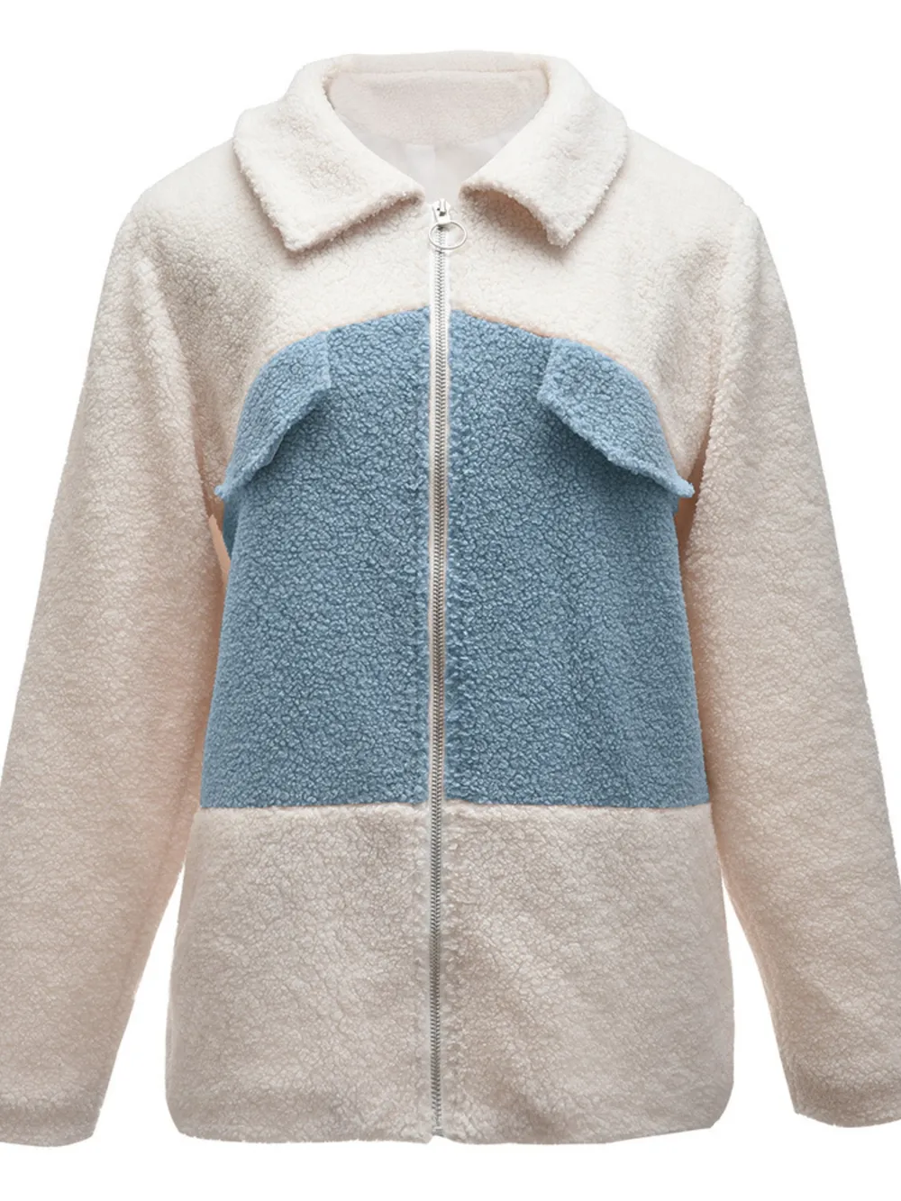 Ivy Lane Plush Contrast Zip Up Coat - Image 6