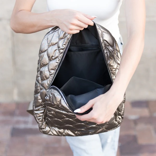 Jade Metallic Puffer Backpack - Image 13