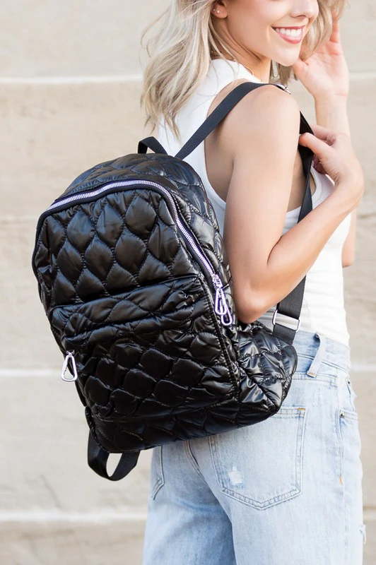 Jade Metallic Puffer Backpack - Image 6