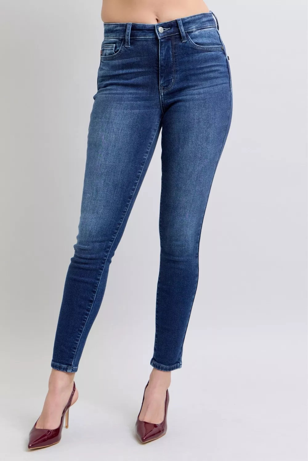 Judy Blue Full Size Washed Thermal Skinny Jeans Plus Size - Image 7