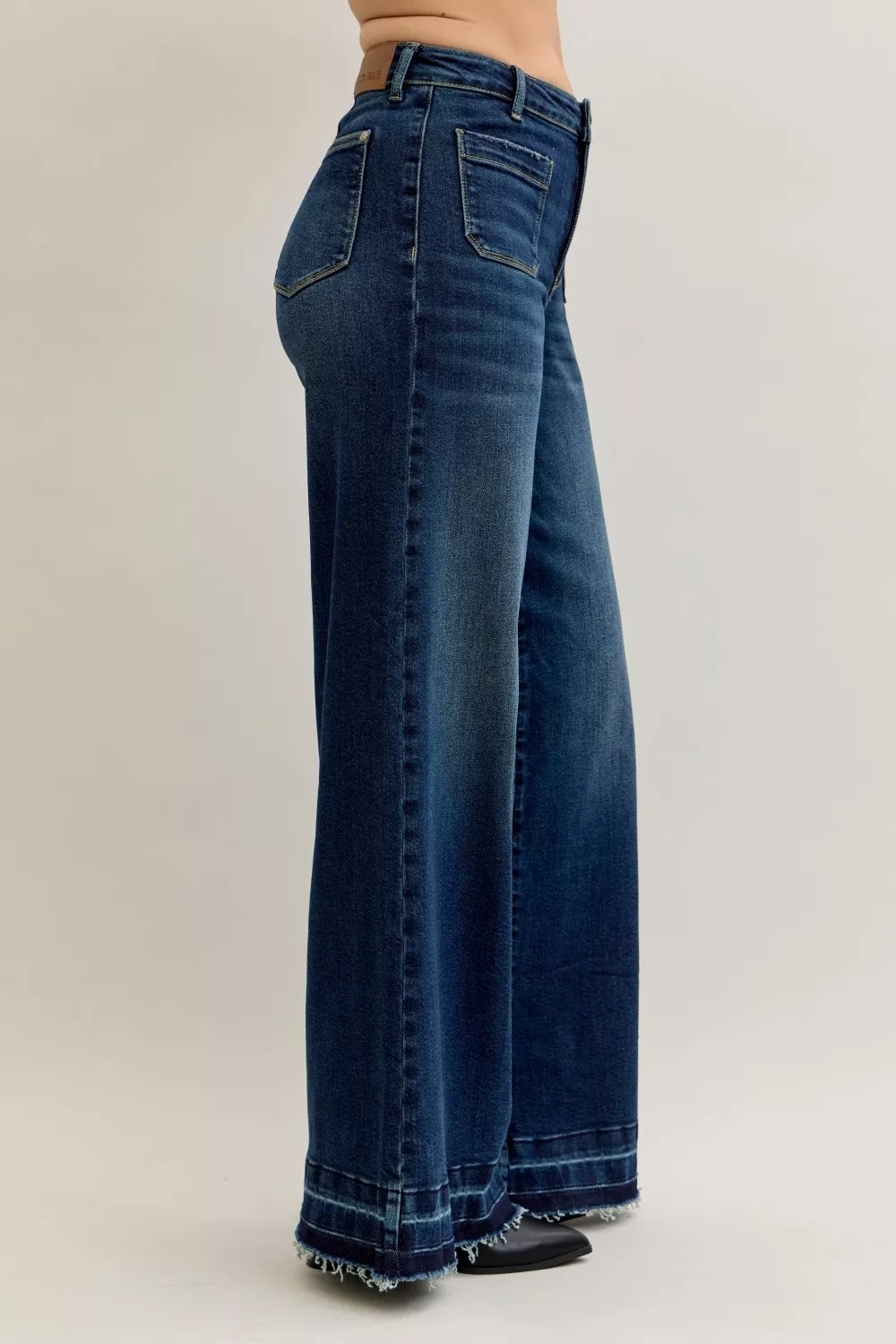 Judy Blue High Waist Palazzo Jeans with Front Patch Pockets - Image 2