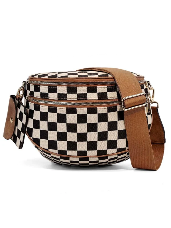 Kaylee Mixed Media Double Zip Crossbody Sling Bag - Image 6