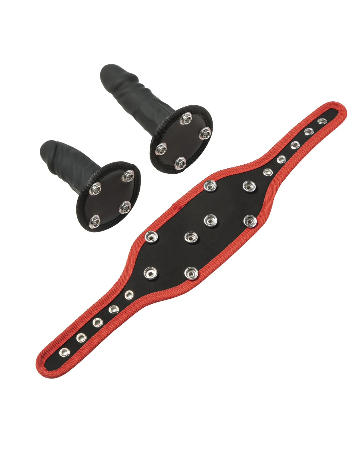 Kinky Play Box Triple Thrill Strap-On Harness Kit - Black/Red - Image 3