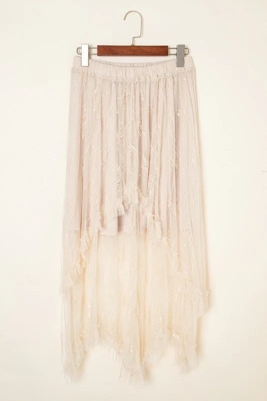 Lace Cascading Tiered High Waist Maxi Skirt - Image 10