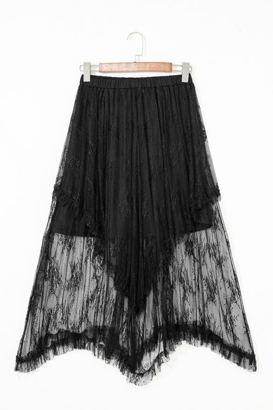 Lace Cascading Tiered High Waist Maxi Skirt - Image 13