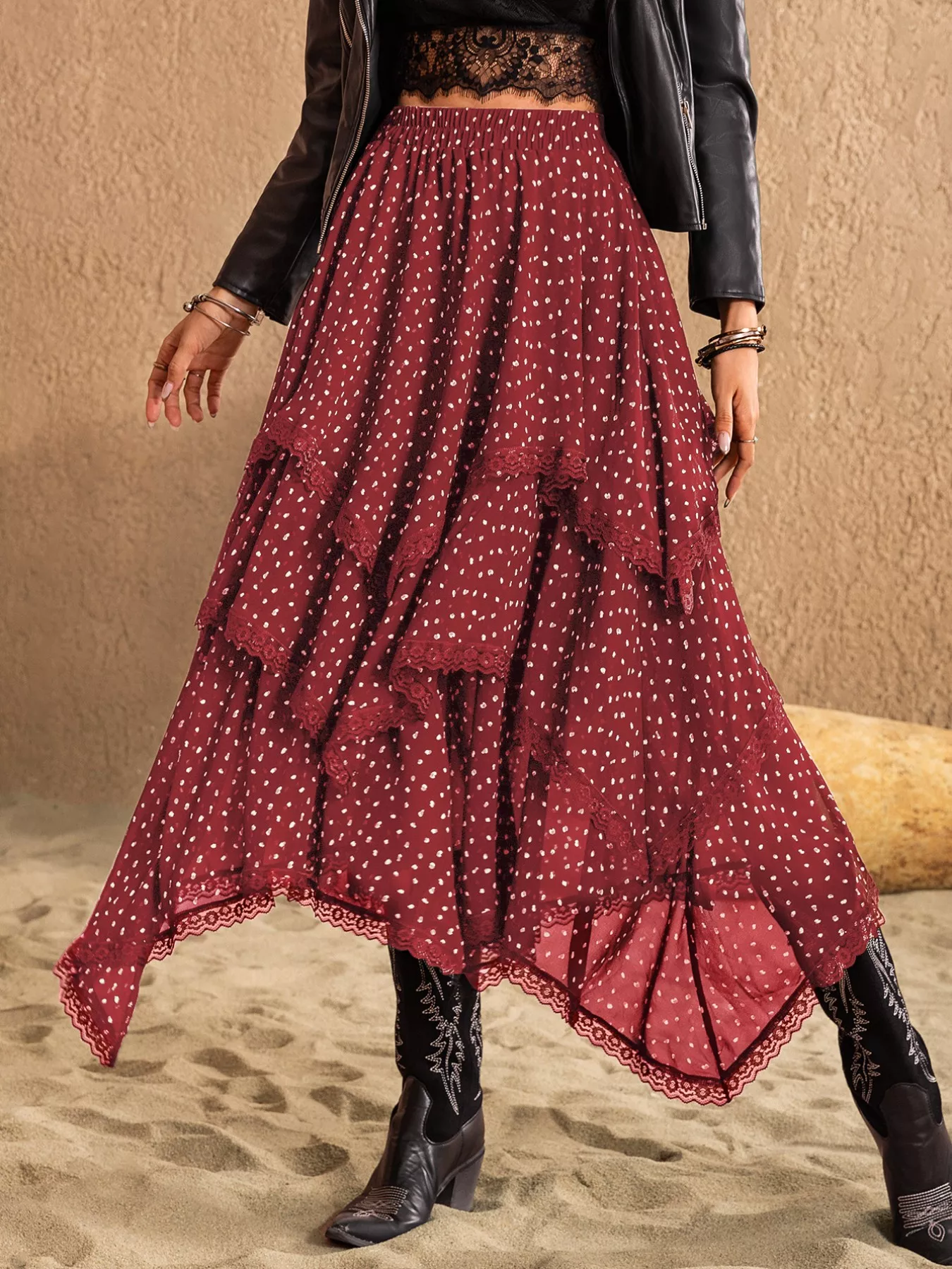 Lace Detail Layered Skirt - Image 2