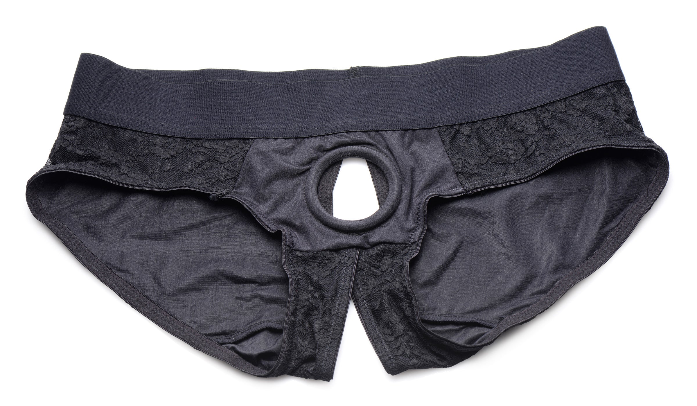 Lace Envy Black Pegging Set With Lace Crotchless Panty Harness And Dildo - L-xl - Image 4