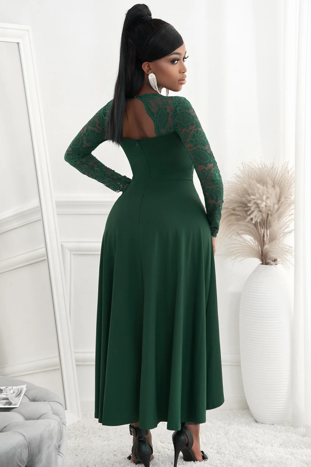 Lace High-Low V-Neck Dress - Image 22
