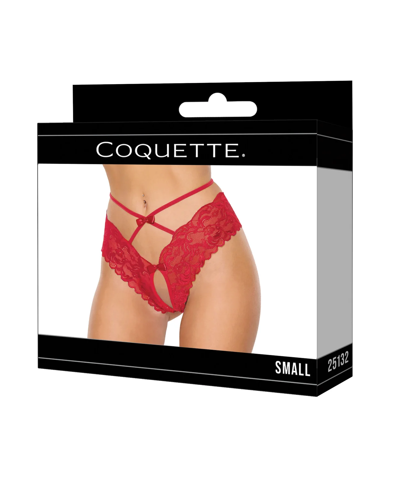 Lace Hipster Panty w/Bow Detail - Red XL - Image 3