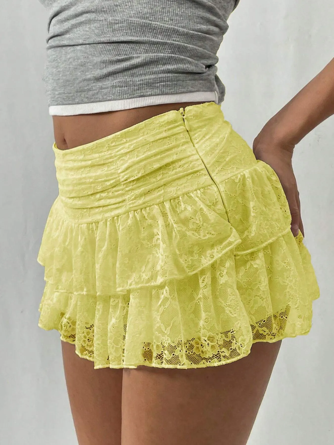 Lace Layered Mini Skirt - Image 21