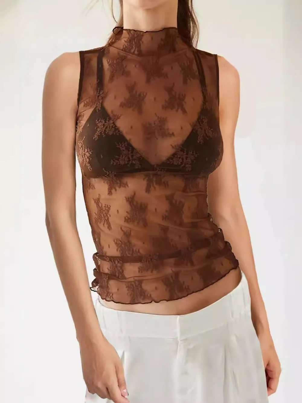 Lace Mock Neck Top - Image 11