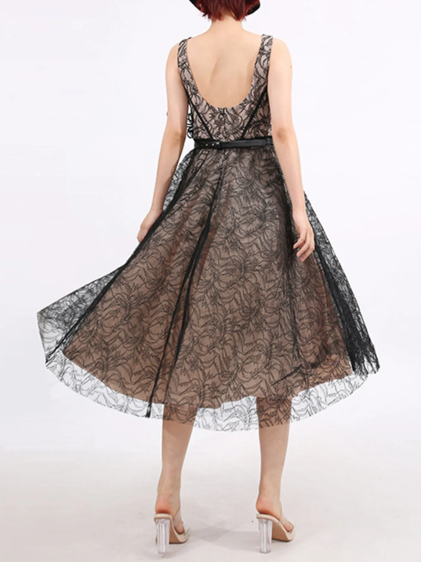Lace Square Neck Midi Dress - Image 10