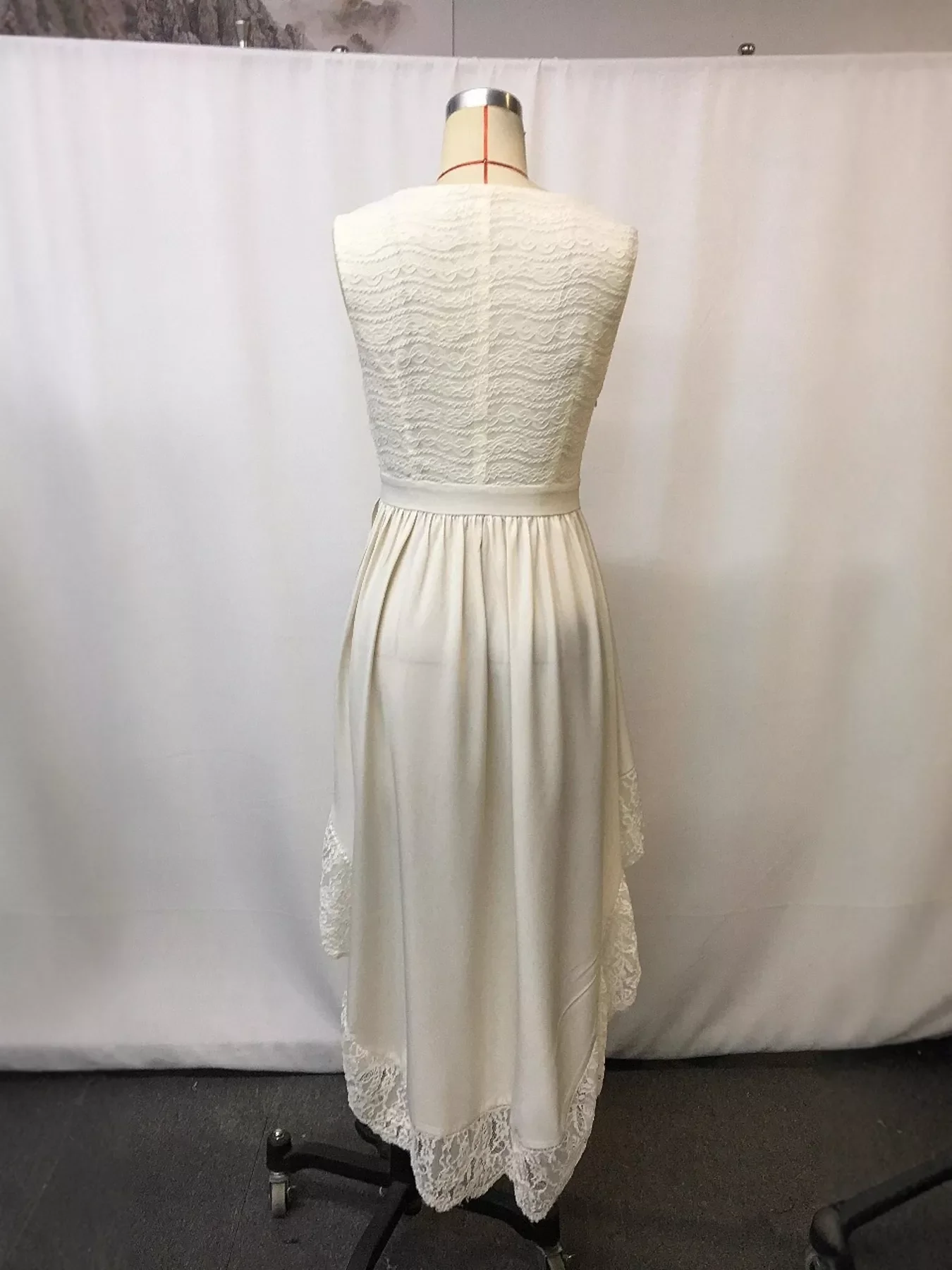 Lace Trim High-Low Sleeveless Dress - Image 5