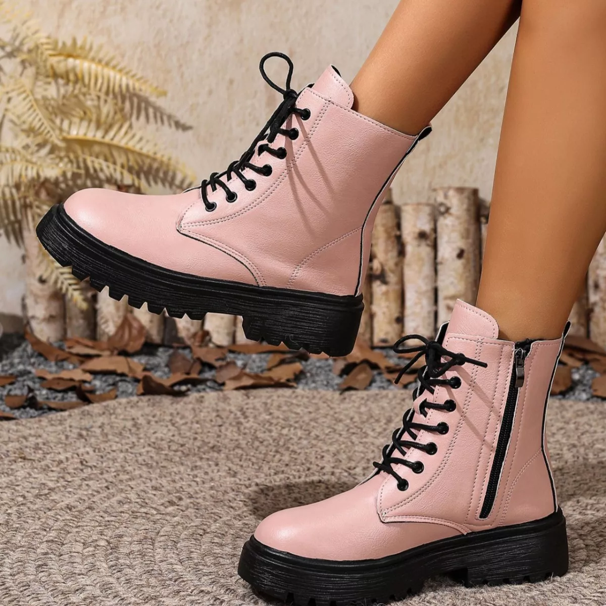 Lace-Up Ankle Combat Boots - Image 9
