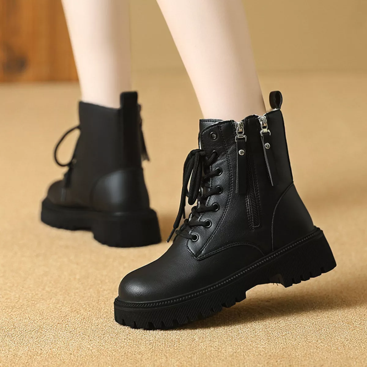 Lace-Up Ankle Combat Boots - Image 8