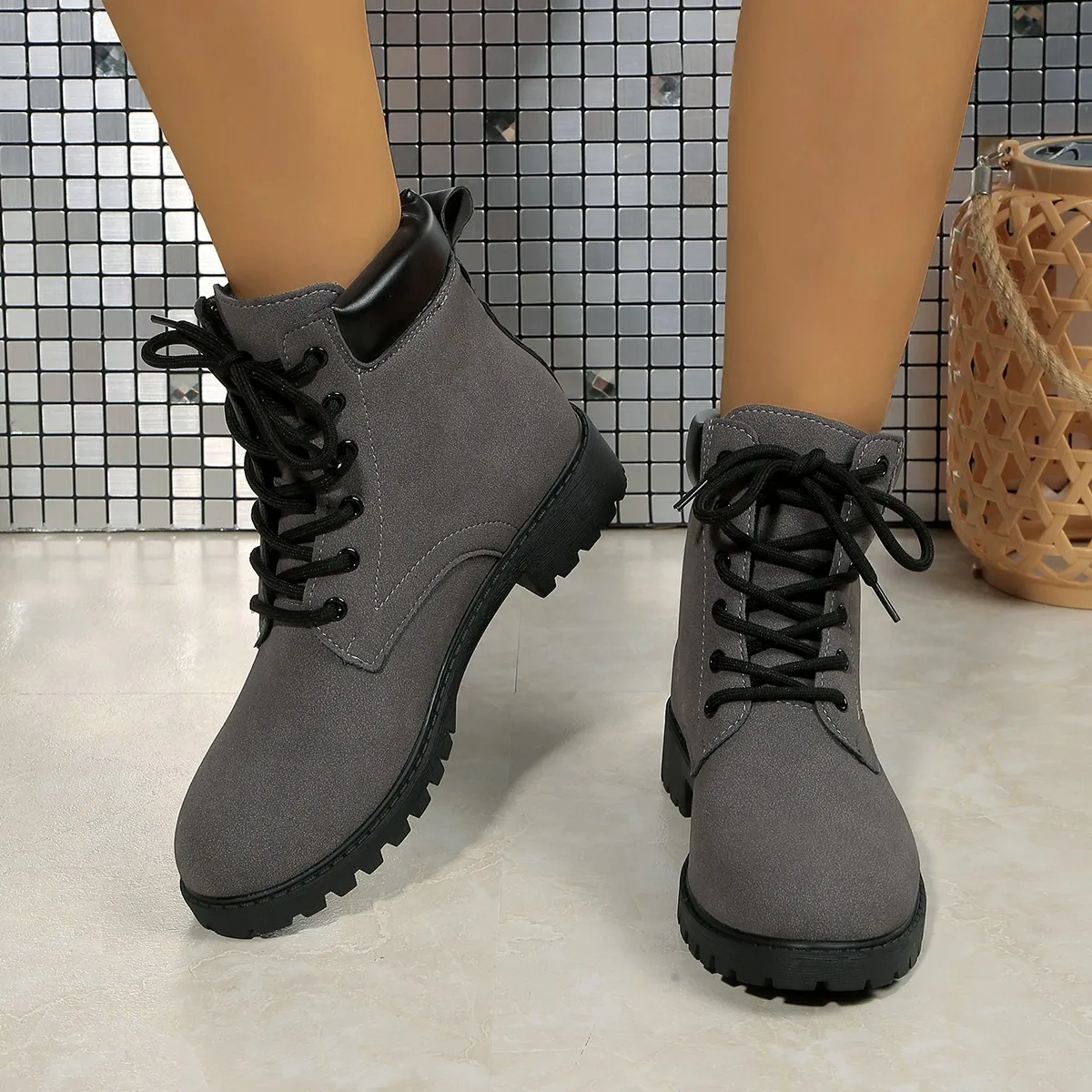 Lace Up Block Heel Boots - Image 4