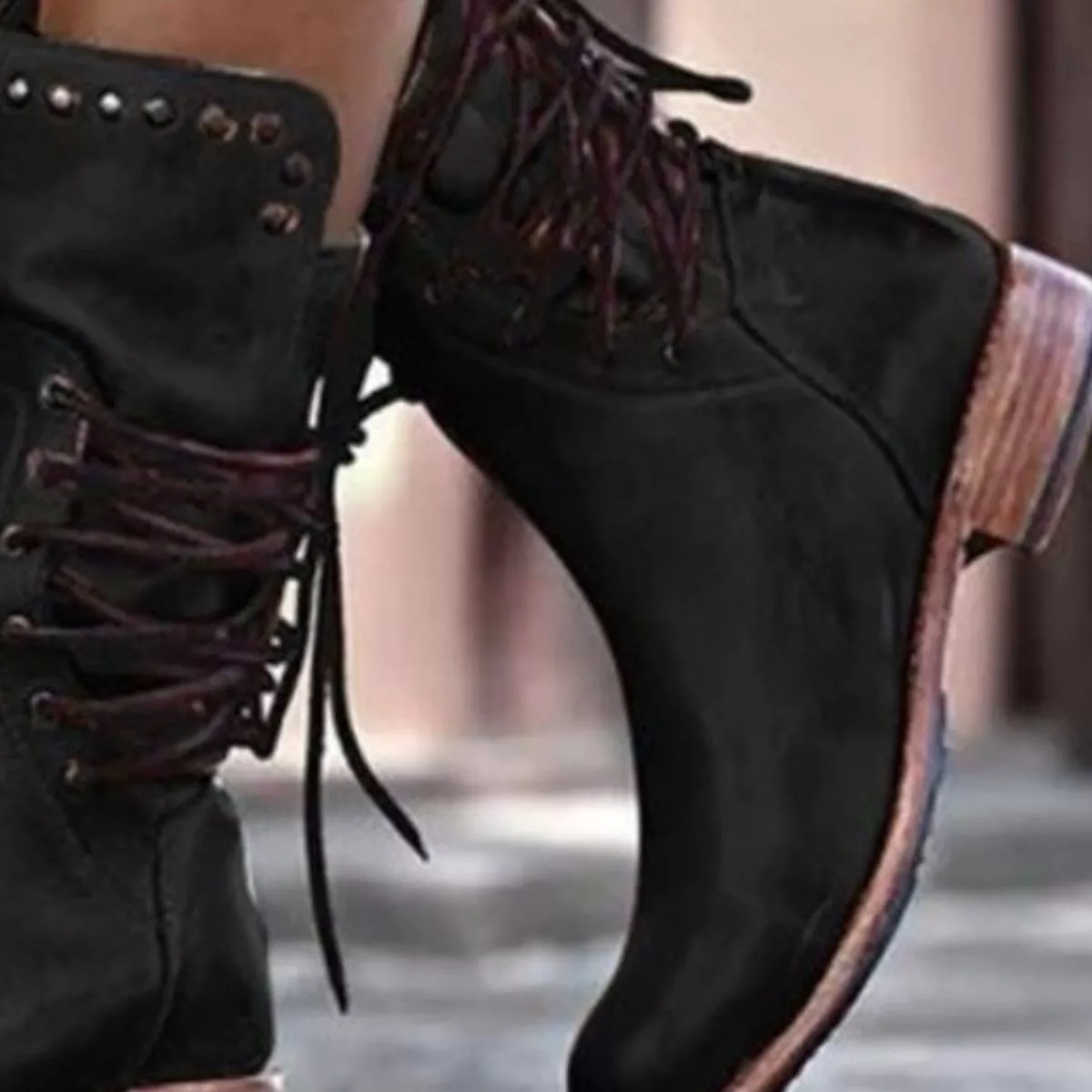 Lace Up Block Heels Boots - Image 3