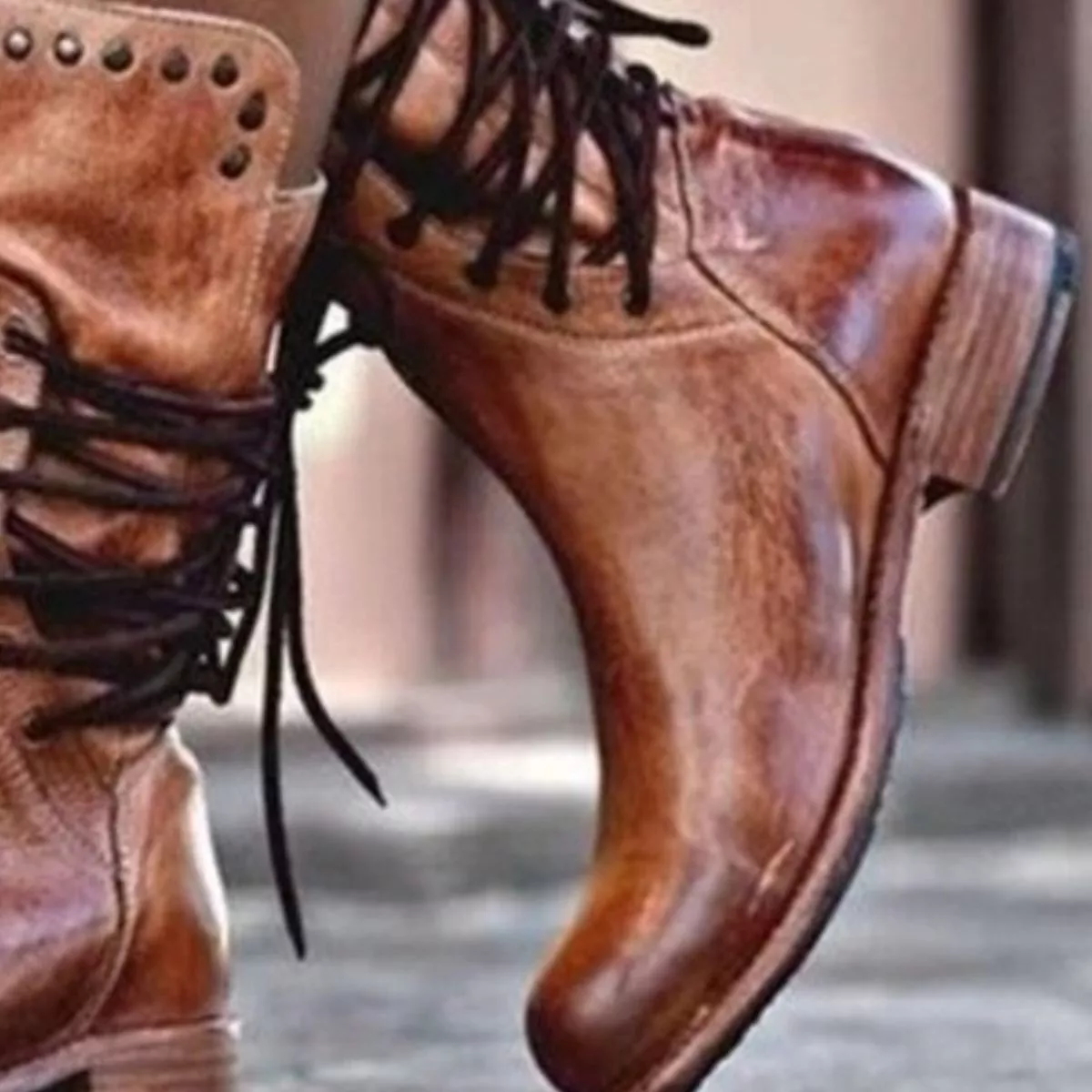Lace Up Block Heels Boots - Image 8