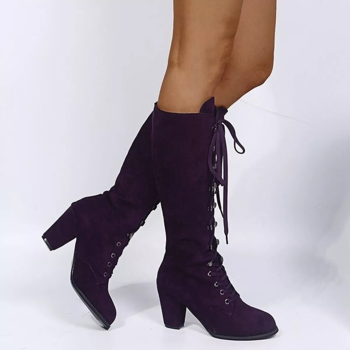 Lace Up Block Heels Boots - Image 11