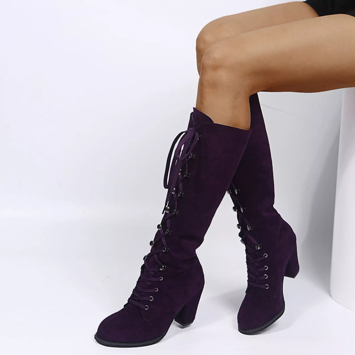 Lace Up Block Heels Boots - Image 12
