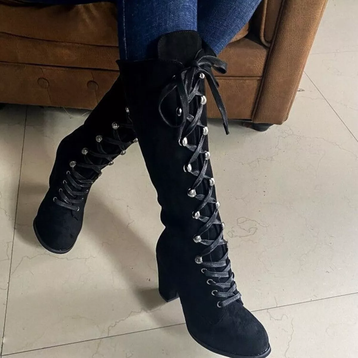 Lace Up Block Heels Boots - Image 6
