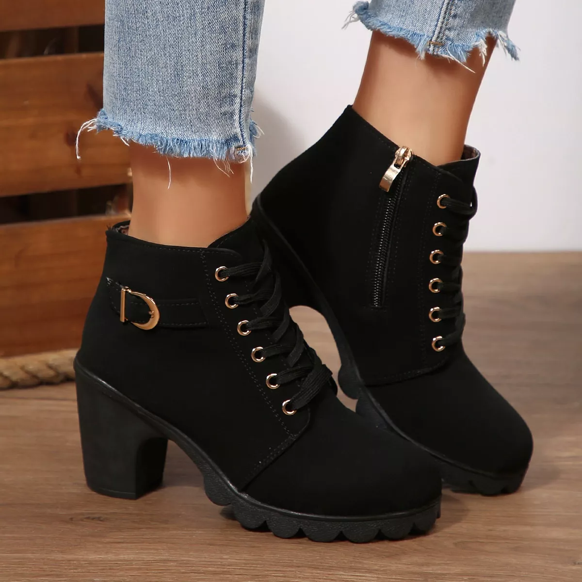 Lace Up Block Heels Boots - Image 7