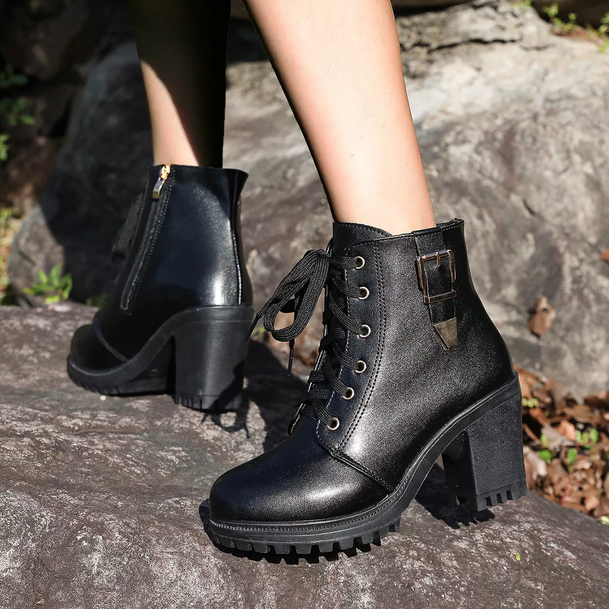 Lace Up Block Heels Boots - Image 7