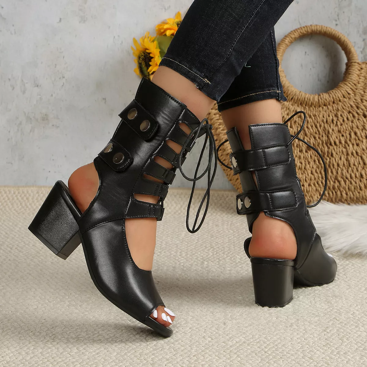 Lace Up Block Heels Sandals - Image 6