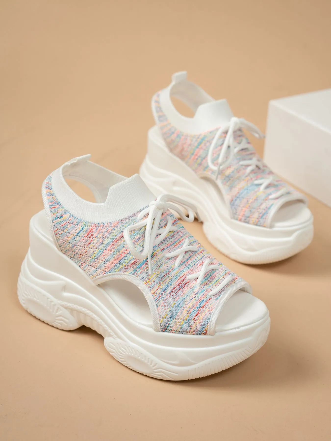 Lace Up Platform Wedge Sandals - Image 6