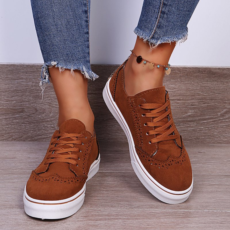 Lace-Up Suedette Flat Sneakers - Image 2