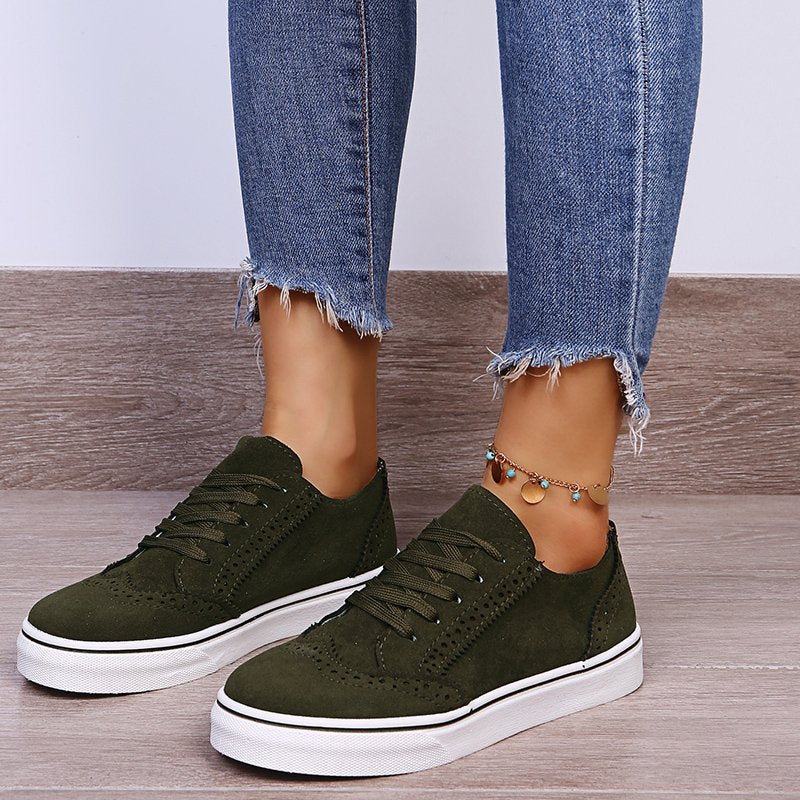 Lace-Up Suedette Flat Sneakers - Image 3