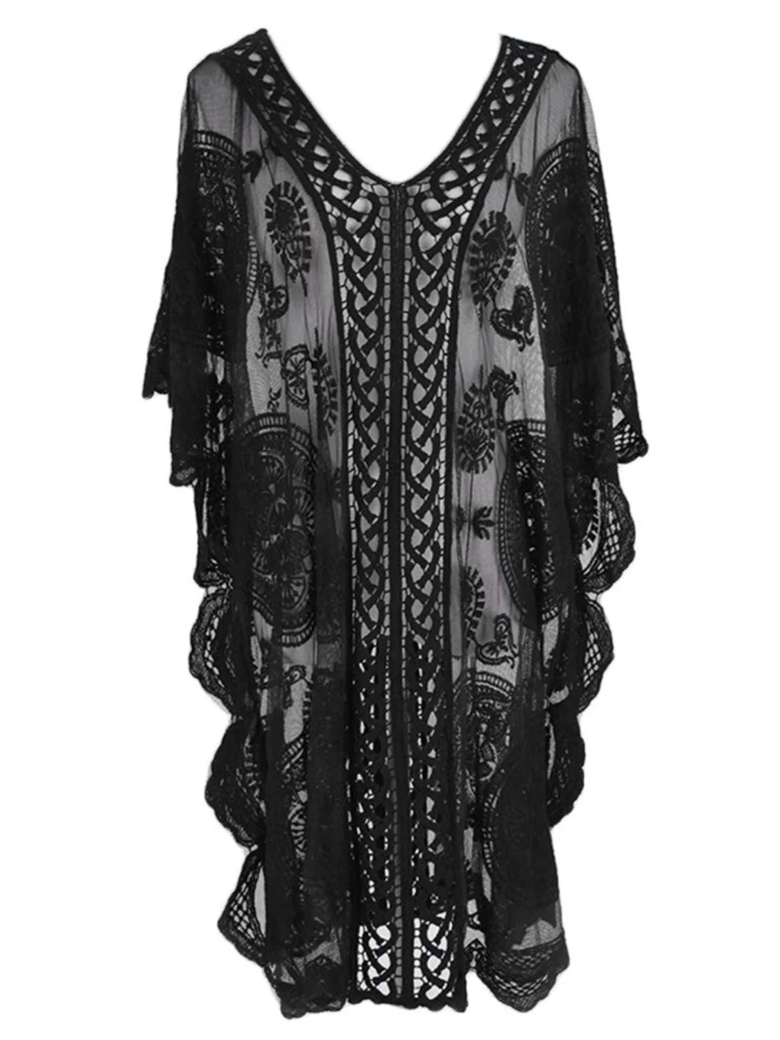 Lace V-Neck Half Sleeve Cover-Up - Image 3