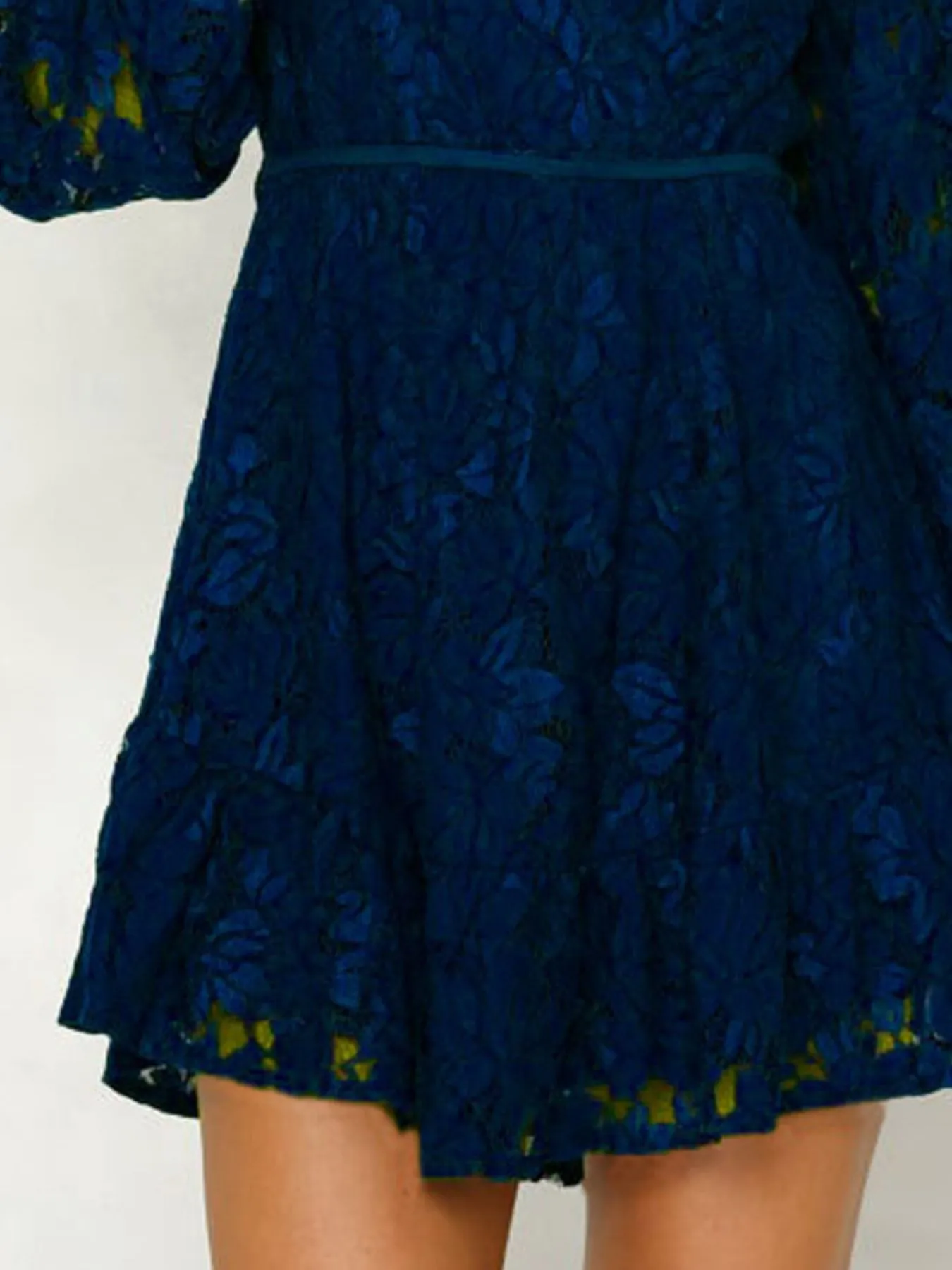 Lace V-Neck Long Sleeve Mini Dress - Image 12