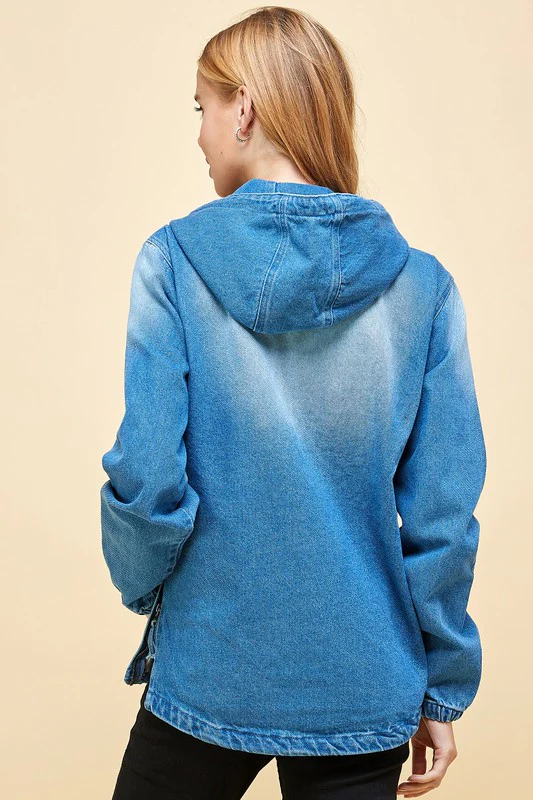 Ladies Denim Jacket with Hoodies - Image 5