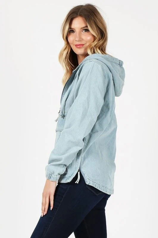 Ladies Denim Jacket with Hoodies - Image 9
