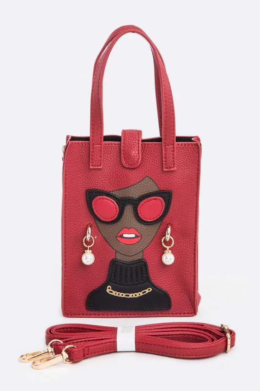 Lady In Glasses Top Handle Convertible Swing Bag - Image 5