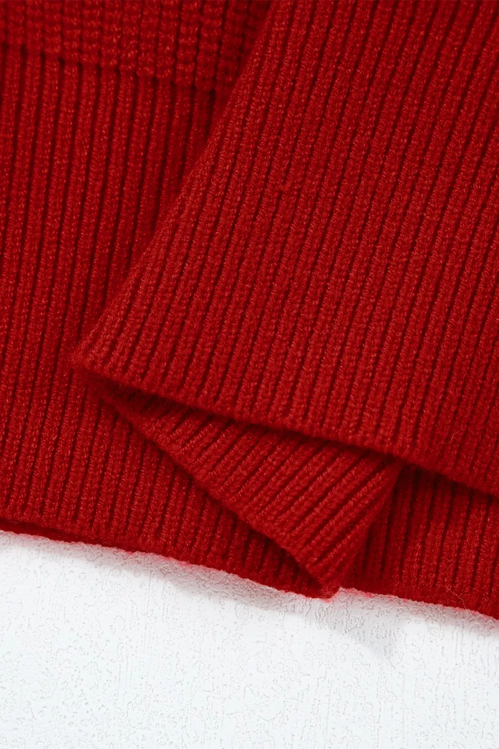 Lantern Sleeve V Neck Knot Back Sweater - Image 9