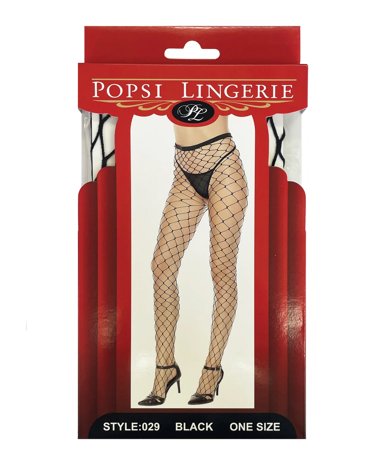 Large Fence Net Pantyhose Black O/S - Image 3