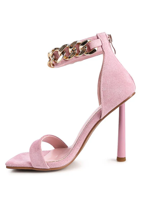 LAST SIP HEELED FAUX SUEDE CHAIN STRAP SANDAL - Image 11