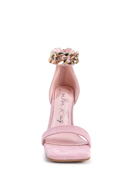 LAST SIP HEELED FAUX SUEDE CHAIN STRAP SANDAL - Image 12