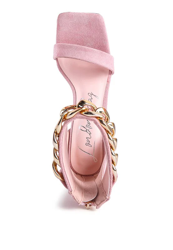 LAST SIP HEELED FAUX SUEDE CHAIN STRAP SANDAL - Image 13