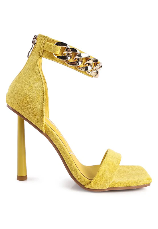 LAST SIP HEELED FAUX SUEDE CHAIN STRAP SANDAL - Image 3