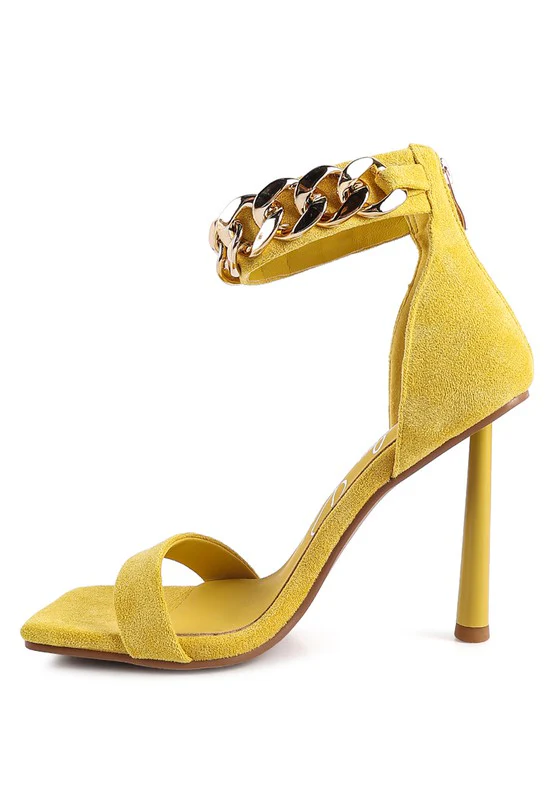 LAST SIP HEELED FAUX SUEDE CHAIN STRAP SANDAL - Image 4