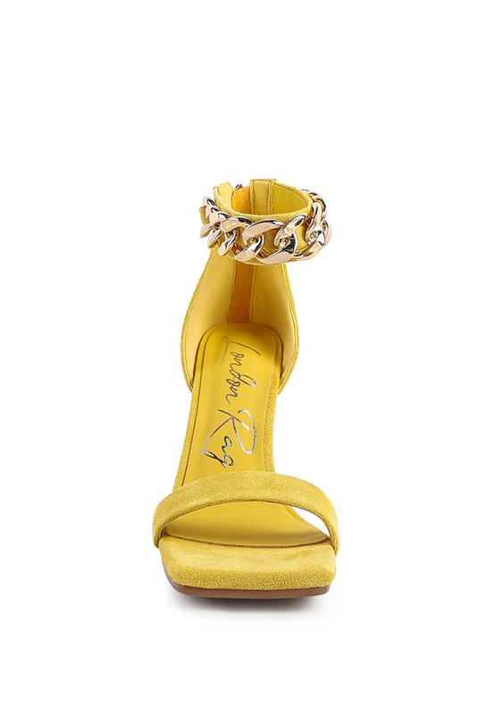 LAST SIP HEELED FAUX SUEDE CHAIN STRAP SANDAL - Image 5