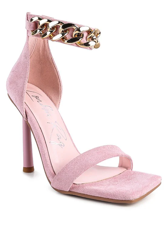 LAST SIP HEELED FAUX SUEDE CHAIN STRAP SANDAL - Image 9