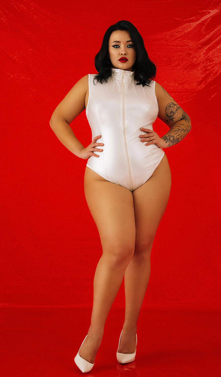 Latex Catsuit White White High Waist Latex Bodysuit for Rubber Women's - Image 7