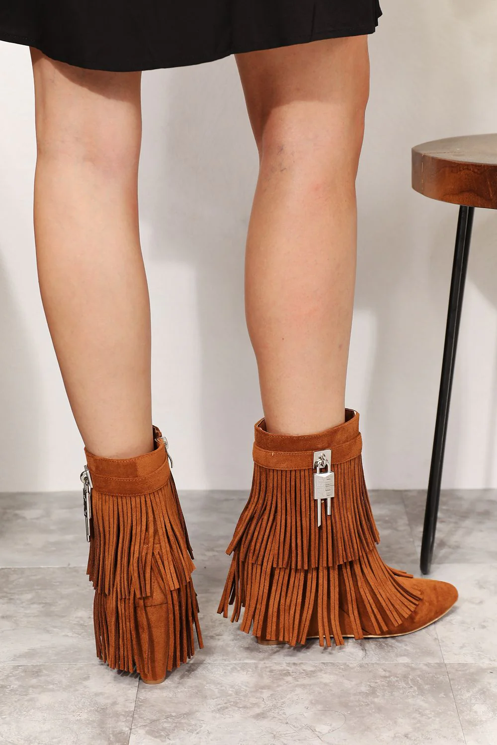 Legend Women's Tassel Wedge Heel Ankle Booties - Image 5